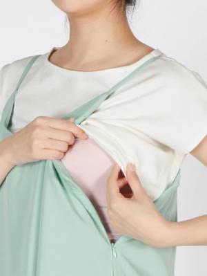 マタニティ ワンピース|【マタニティ・授乳服】【セット】キャミワンピース&スリーブレストップスセット【出産後も長く使える】