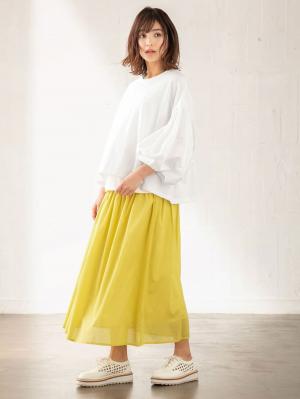 マタニティ トップス|ボリュームスリーブ異素材プルオーバー　マタニティ・授乳服【出産後も長く使える】|オフ