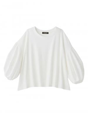 マタニティ トップス|ボリュームスリーブ異素材プルオーバー　マタニティ・授乳服【出産後も長く使える】|オフ