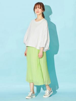 マタニティ トップス|ボリュームスリーブ異素材プルオーバー　マタニティ・授乳服【出産後も長く使える】|オフ