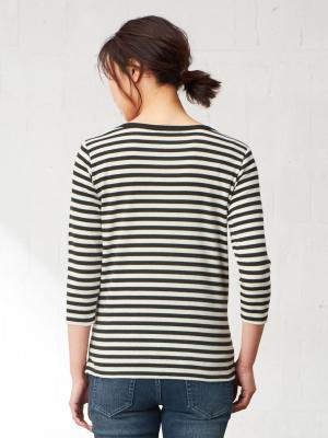 マタニティ トップス|綿混やわらかフライスラウンドネック七分袖Tシャツ　マタニティ・授乳服【出産後も長く使える】