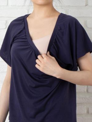 マタニティ パジャマ・ルームウェア|【授乳しやすい】【セット】カットソーオフショルトップス&ガウチョパンツ