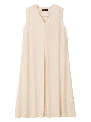 マタニティ ワンピース|簡単授乳Vネックフロントタックノースリワンピース マタニティ・授乳服【出産後も長く使える】|アイボリー