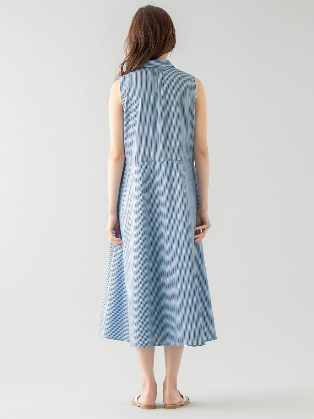 マタニティ ワンピース|ストライプシャツノースリワンピース　マタニティ・授乳服【出産後も長く使える】