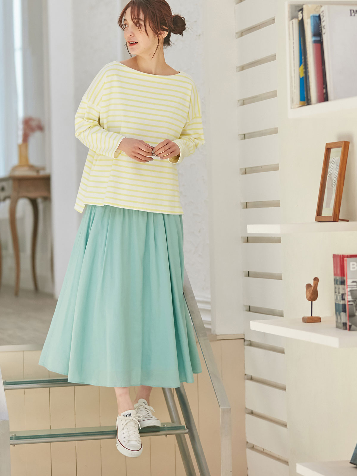 産前産後】コットンリネンタックフレアスカート【出産後も長く使える】 マタニティ スカート ｜マタニティウェア・授乳服通販｜ エンジェリーベ 公式