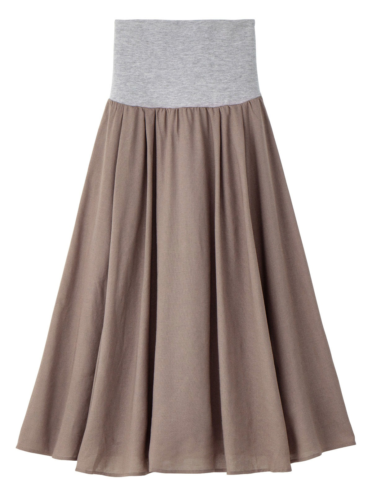 マタニティ スカート|【産前産後】コットンリネンタックフレアスカート【出産後も長く使える】|アッシュベージュ