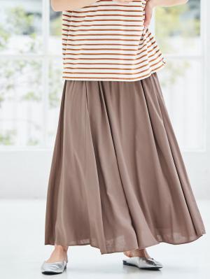 マタニティ スカート|【産前産後】コットンリネンタックフレアスカート【出産後も長く使える】|アッシュベージュ