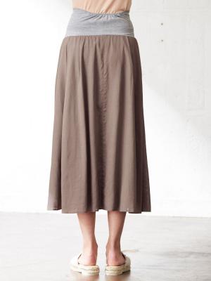 マタニティ スカート|【産前産後】コットンリネンタックフレアスカート【出産後も長く使える】