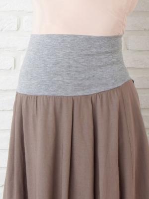 マタニティ スカート|【産前産後】コットンリネンタックフレアスカート【出産後も長く使える】