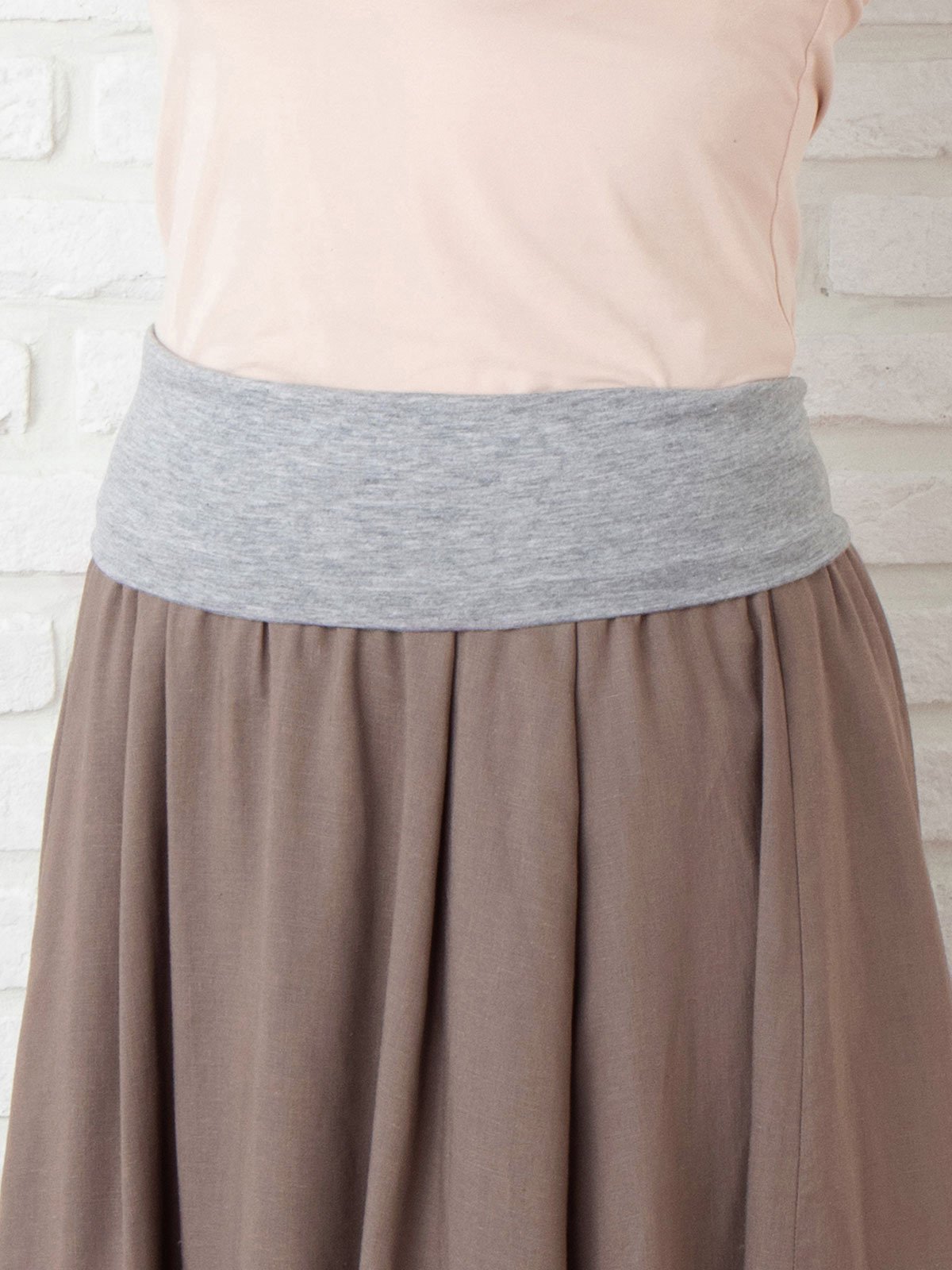 マタニティ スカート|【産前産後】コットンリネンタックフレアスカート【出産後も長く使える】