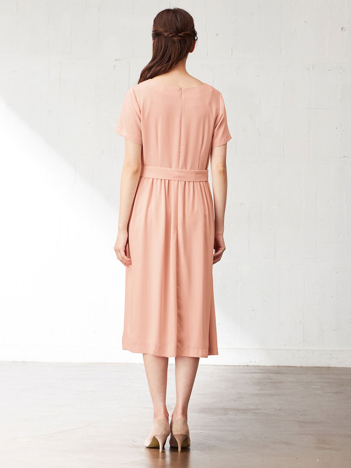 マタニティ ワンピース|リボンベルト付ギャザーワンピース　マタニティ・授乳服【出産後も長く使える】