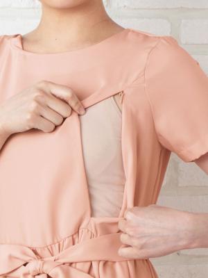 マタニティ ワンピース|リボンベルト付ギャザーワンピース　マタニティ・授乳服【出産後も長く使える】