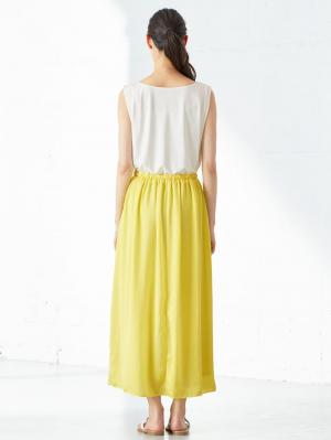 マタニティ ワンピース|ノースリーブ異素材ドッキングワンピース　マタニティ・授乳服【出産後も長く使える】