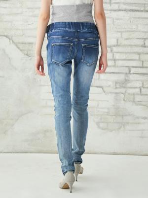 マタニティ パンツ|【産前産後対応】骨盤快適ハイストレッチスキニーデニムVパンツ【出産後も長く使える】