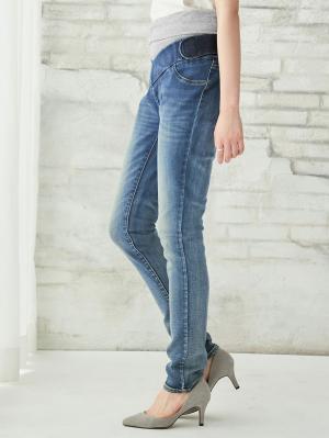 マタニティ パンツ|【産前産後対応】骨盤快適ハイストレッチスキニーデニムVパンツ【出産後も長く使える】