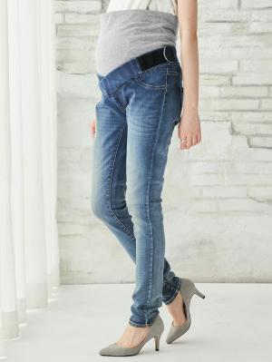 マタニティ パンツ|【産前産後対応】骨盤快適ハイストレッチスキニーデニムVパンツ【出産後も長く使える】