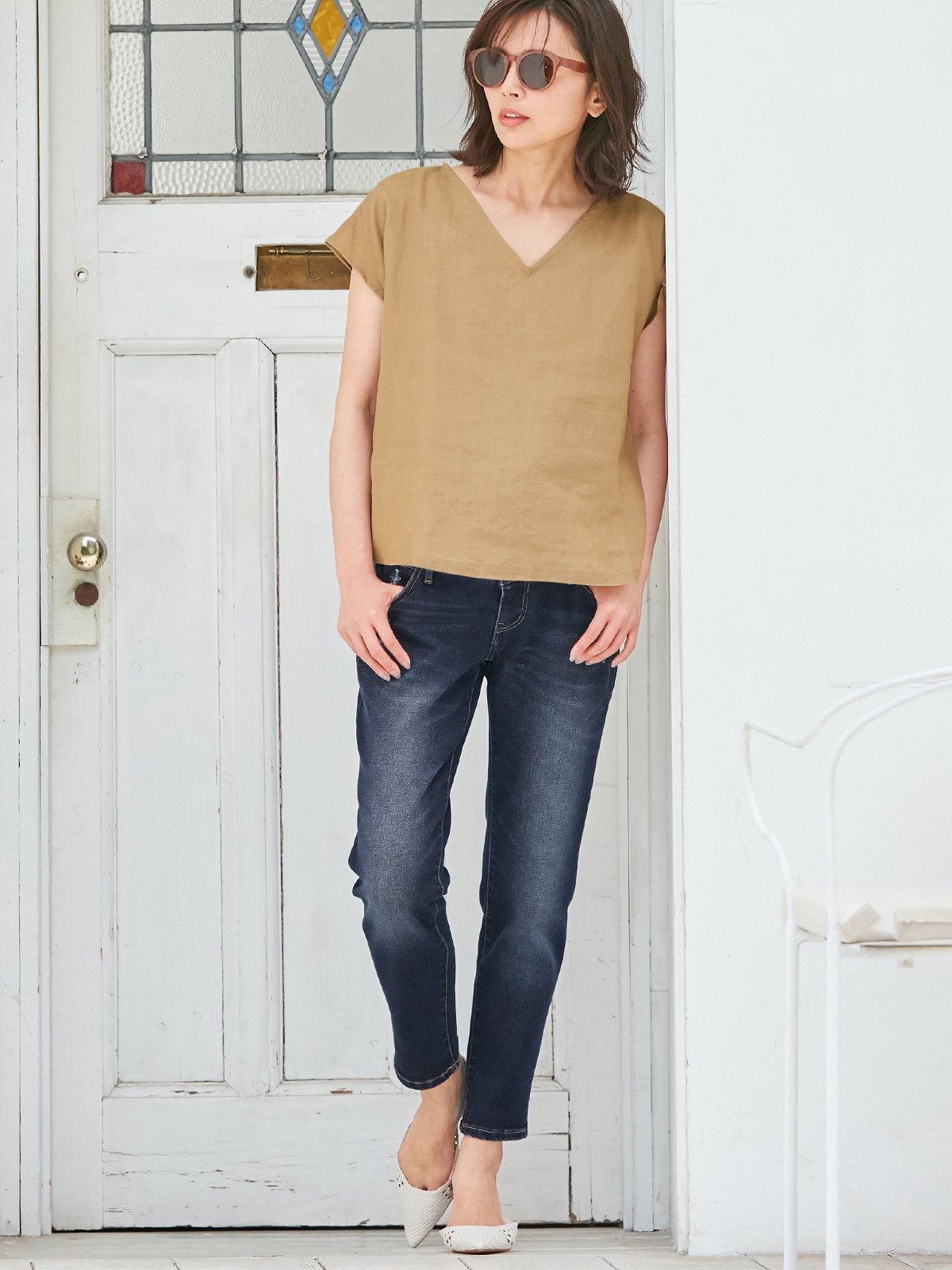 産前産後対応 ハイストレッチデニムテーパードパンツ エンジェリーベ マタニティウェア 授乳服通販 エンジェリーベ 公式