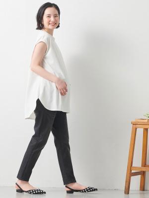 マタニティ パンツ|【産前産後対応】ハイストレッチデニムテーパードパンツ【出産後も長く使える】