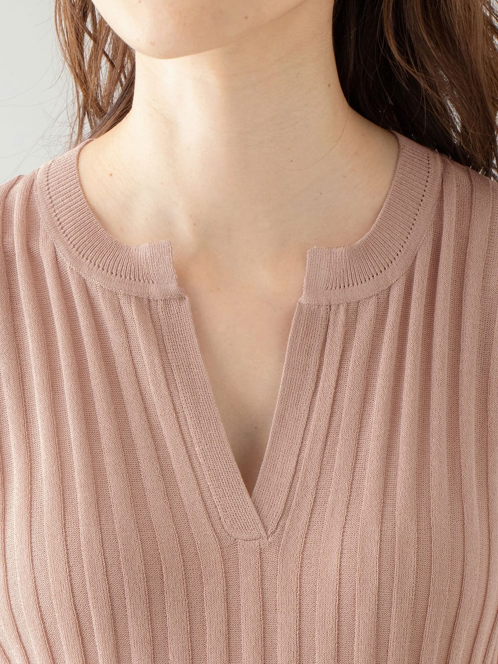 マタニティ ワンピース|【マタニティ・授乳服】キーネックリブニットワンピース【出産後も長く使える】