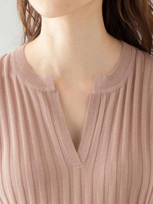 マタニティ ワンピース|【マタニティ・授乳服】キーネックリブニットワンピース【出産後も長く使える】