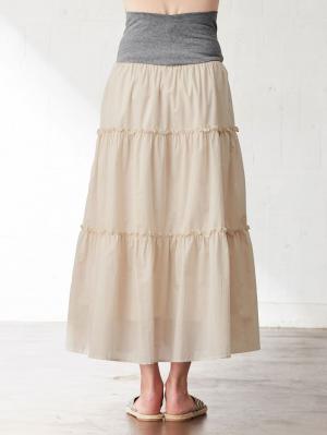 マタニティ スカート|【産前産後対応】コットンローンティアードスカート【出産後も長く使える】