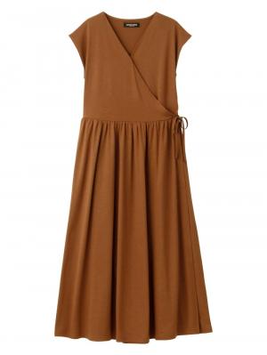 マタニティ ワンピース|2WAYラップロングワンピース　マタニティ・授乳服【出産後も長く使える】|ブラウン