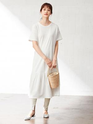 マタニティ ワンピース|裾ギャザーワンピース マタニティ・授乳服【出産後も長く使える】|オフ