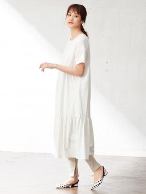 マタニティ ワンピース|裾ギャザーワンピース マタニティ・授乳服【出産後も長く使える】|オフ