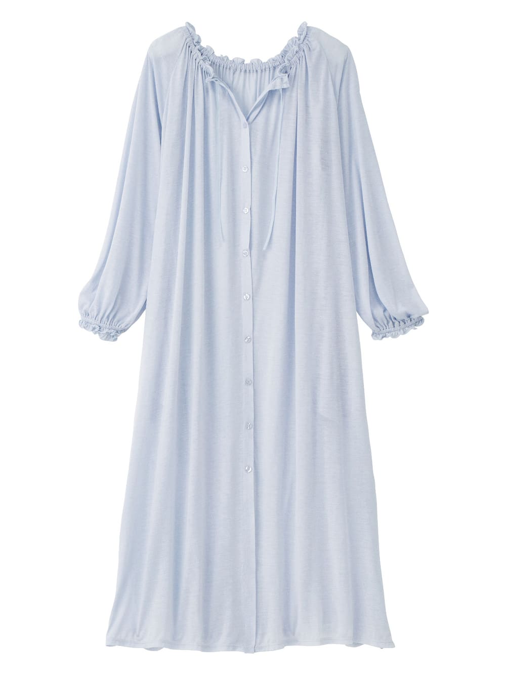 マタニティ パジャマ・ルームウェア|【授乳口付】【セット】ネグリジェガウン×キャミソールセット|サックス