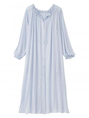 マタニティ パジャマ・ルームウェア|【授乳口付】【セット】ネグリジェガウン×キャミソールセット|サックス