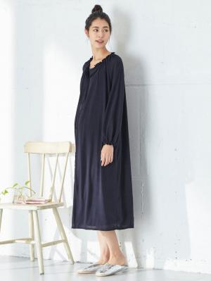 マタニティ パジャマ・ルームウェア|【授乳口付】【セット】ネグリジェガウン×キャミソールセット|ネイビー