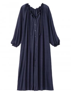 マタニティ パジャマ・ルームウェア|【授乳口付】【セット】ネグリジェガウン×キャミソールセット|ネイビー