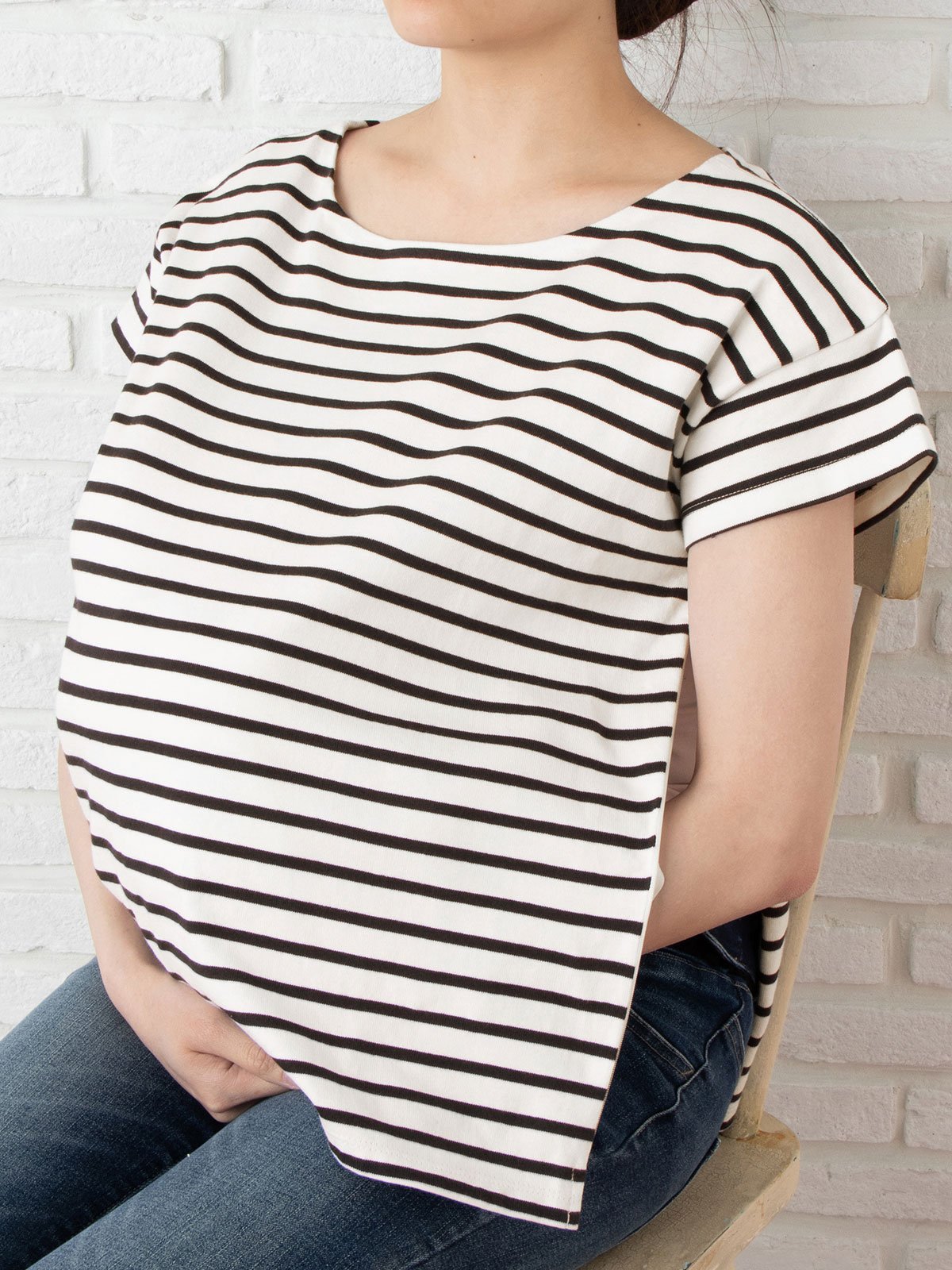 マタニティ トップス 授乳トップス 授乳口付 親子コーデ可 半袖ボートネックバスクtシャツ マタニティウェア 授乳服通販 エンジェリーベ 公式 マタニティ トップス 授乳トップス 授乳口付 親子コーデ可 半袖ボートネックバスクtシャツ マタニティウェア 授乳服通販 エンジェリーベ 公式