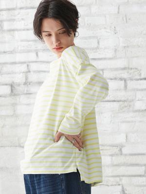 【出産後も長く使える】【親子コーデ可】長袖ビックシルエットバスクTシャツ マタニティ・授乳服
