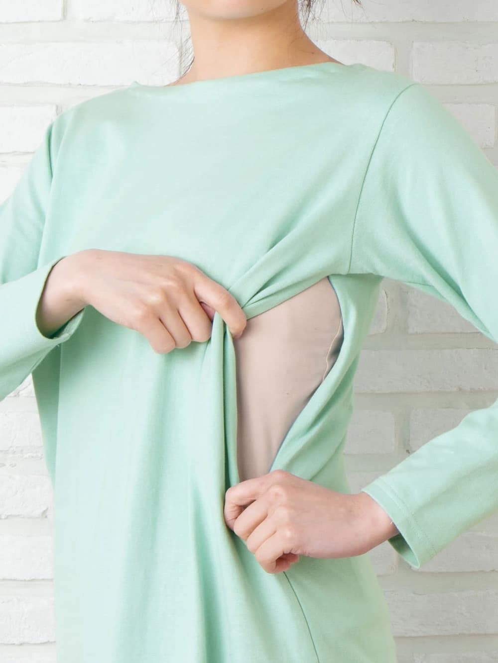 マタニティ ワンピース 授乳口付 親子コーデ可 コットン100 長袖バスクワンピース マタニティウェア 授乳服通販 エンジェリーベ 公式