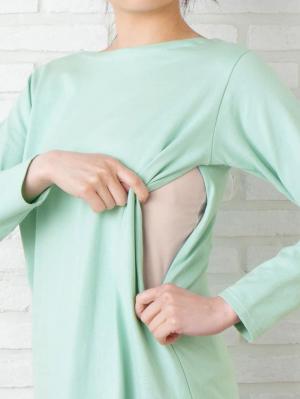 マタニティ ワンピース|【親子コーデ可】コットン100% 長袖バスクワンピース マタニティ・授乳服【出産後も長く使える】