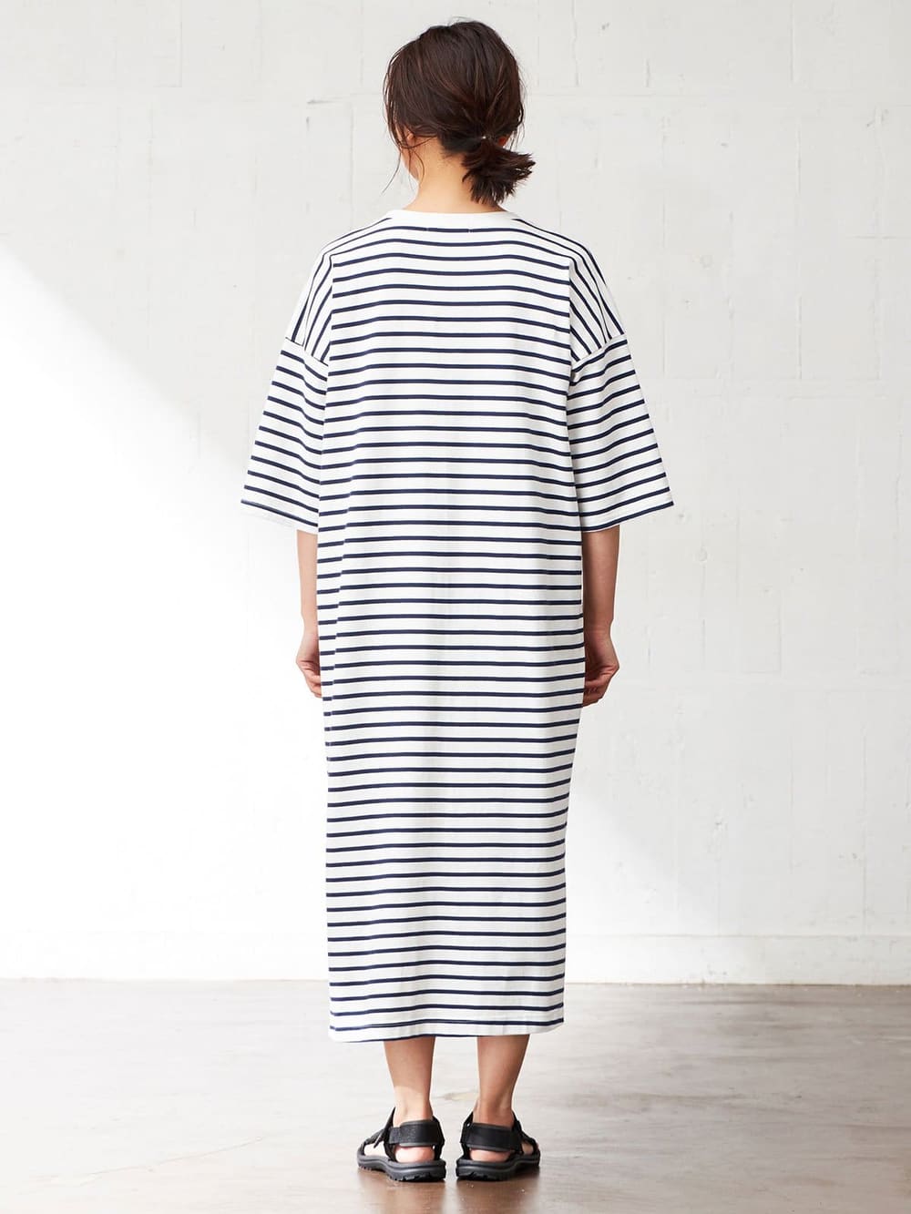 マタニティ ワンピース|【親子コーデ可】半袖ビックシルエットバスクワンピース マタニティ・授乳服【出産後も長く使える】