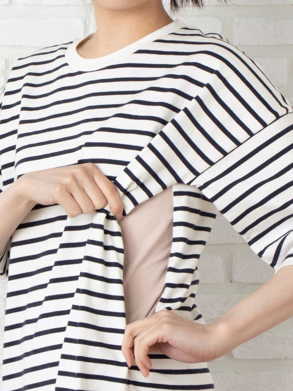 マタニティ ワンピース|【親子コーデ可】半袖ビックシルエットバスクワンピース マタニティ・授乳服【出産後も長く使える】