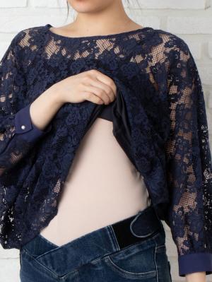 マタニティ トップス|【セット】総レーストップス&インナーキャミセット マタニティ・授乳服【出産後も長く使える】