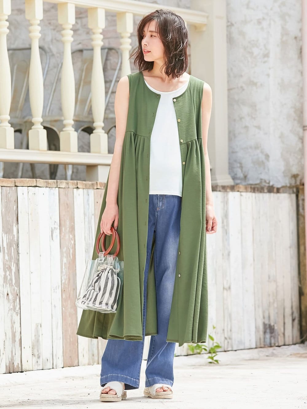 マタニティ ワンピース|【マタニティ・授乳服】リネンライク3WAYワンピース【出産後も長く使える】|カーキ