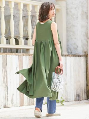 マタニティ ワンピース|【マタニティ・授乳服】リネンライク3WAYワンピース【出産後も長く使える】|カーキ
