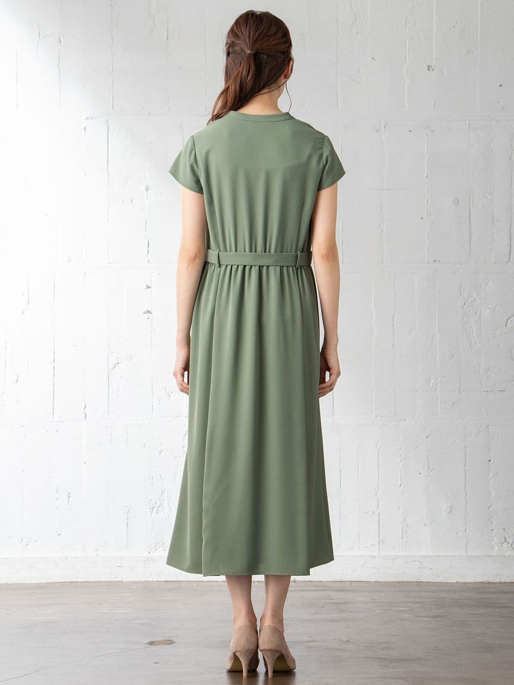 マタニティ ワンピース|トレンチカシュクール風ベルテッドサマーロングワンピース マタニティ・授乳服【出産後も長く使える】