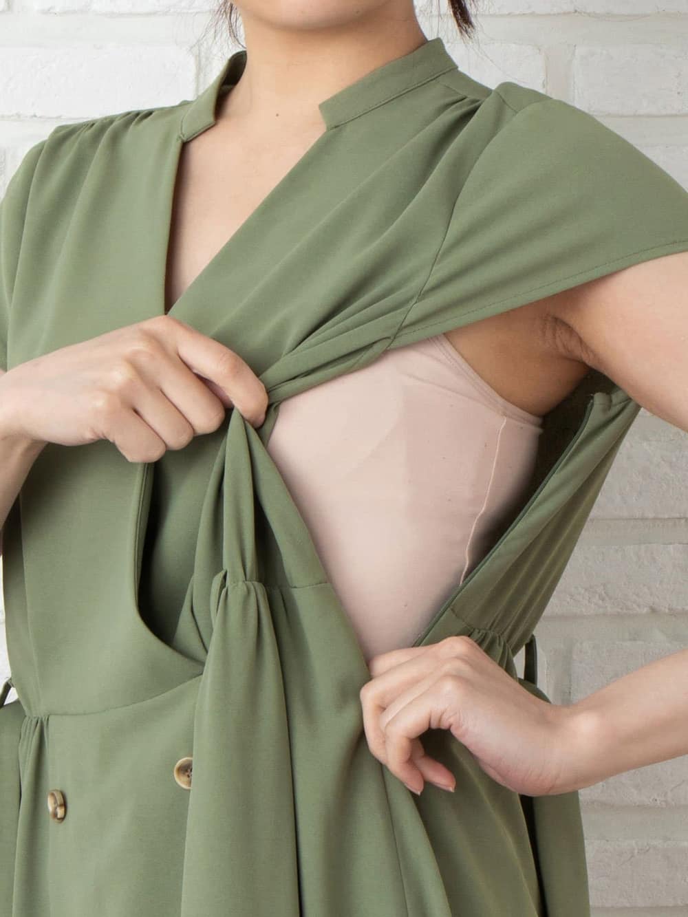 マタニティ ワンピース|トレンチカシュクール風ベルテッドサマーロングワンピース マタニティ・授乳服【出産後も長く使える】