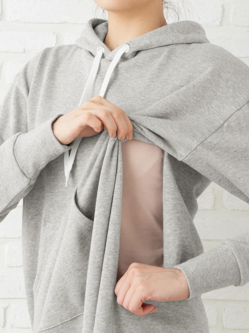 マタニティ ワンピース|裏毛BIGフーディワンピース　マタニティ・授乳服