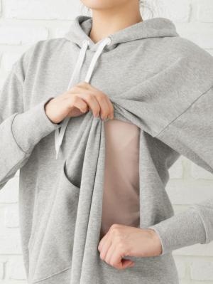 マタニティ ワンピース|裏毛BIGフーディワンピース　マタニティ・授乳服