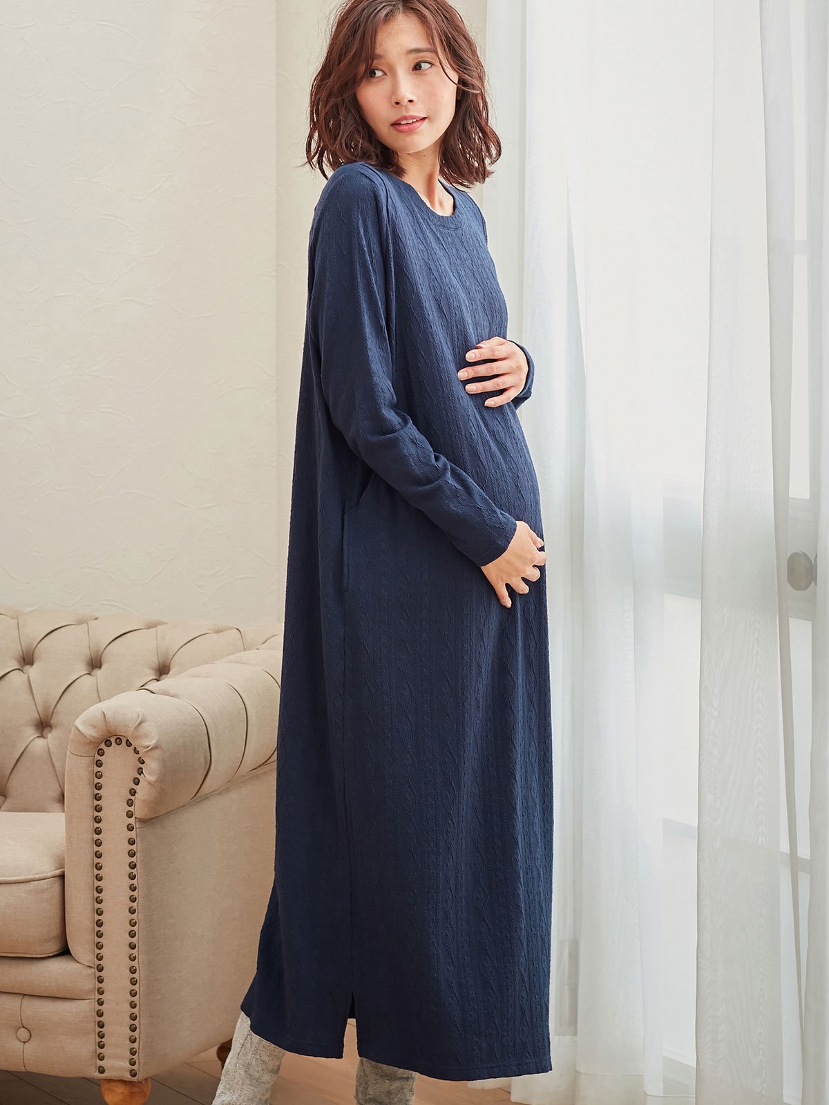 マタニティ パジャマ ルームウェア 部屋着 授乳口付 ジャガードロングワンピネグリジェ マタニティウェア 授乳服通販 エンジェリーベ 公式 マタニティ パジャマ ルームウェア 部屋着 授乳口付 ジャガードロングワンピネグリジェ マタニティウェア 授乳服通販 エンジェリーベ 公式