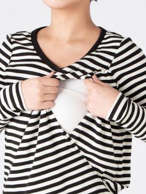 マタニティ トップス|綿混やわらかフライスラウンドネックTシャツ　マタニティ・授乳服【出産後も長く使える】