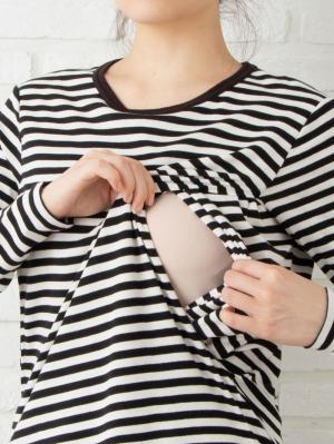 アウトレット|綿混やわらかフライスクルーネックTシャツ マタニティ・授乳服【出産後も長く使える】