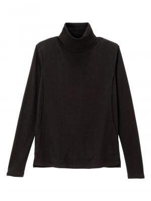 マタニティ トップス|綿混やわらかフライスタートルネックTシャツ　マタニティ・授乳服【出産後も長く使える】|ブラック