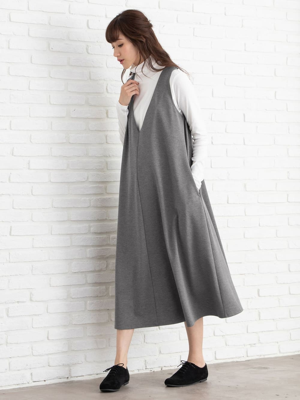 マタニティ トップス|綿混やわらかフライスタートルネックTシャツ　マタニティ・授乳服【出産後も長く使える】|オフホワイト